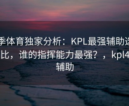 四季体育独家分析：KPL最强辅助选手对比，谁的指挥能力最强？，kpl4大辅助