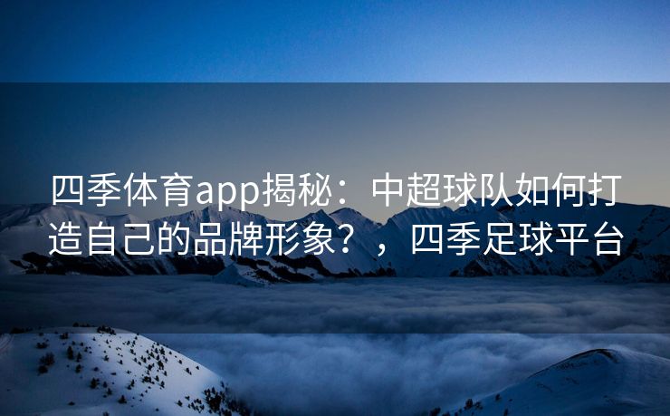 四季体育app揭秘：中超球队如何打造自己的品牌形象？，四季足球平台